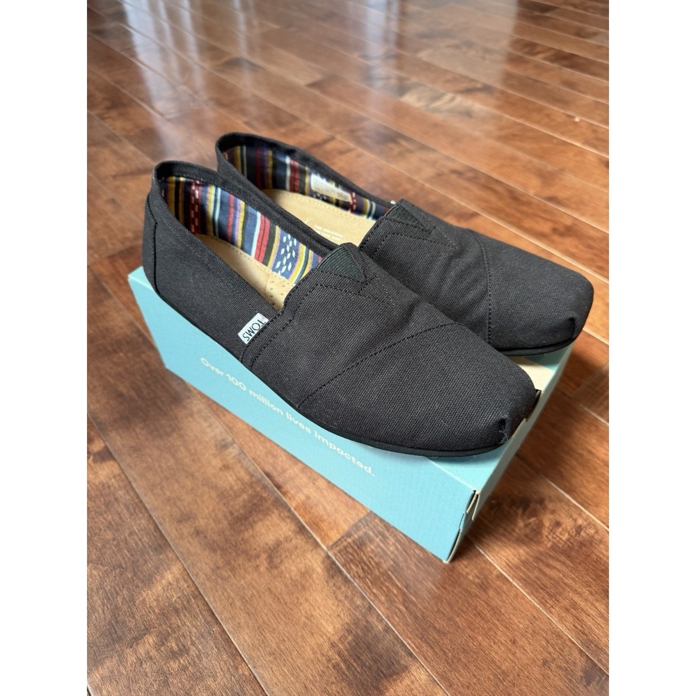 TOMS Classic Alpargata Canvas Slip On Flat Mens Casual Shoes US 10 Black